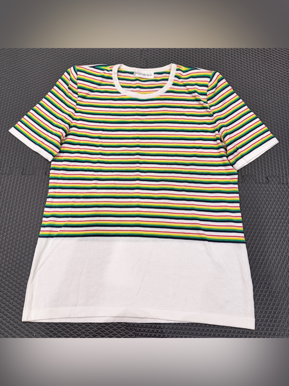 Vintage Yves Saint Laurent YSL Shirt M Multicolor Stripe Cotton Knit Japan